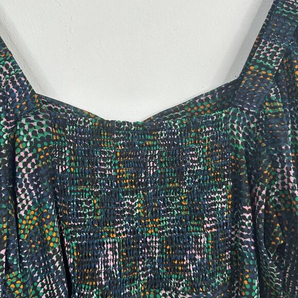 CAbi Elaine Puff Sleeve Dark Green A-Line Dress - Picture 10 of 11